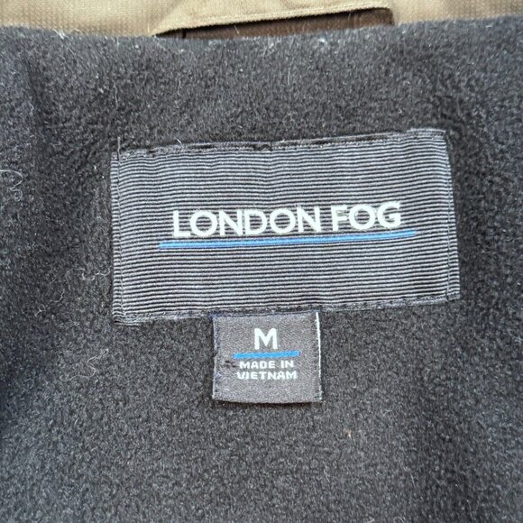 London Fog Mens Coat Green Insulated Winter Jacket Quilted Lining Pockets Medium - Picture 10 of 16